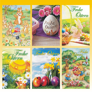 Postkarte Ostern 18fach sortiert, 14,8 x 10,5cm, 4 Stck / Set