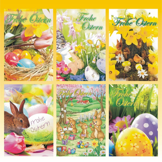 Postkarte Ostern 18fach sortiert, 14,8 x 10,5cm, 4 Stck / Set