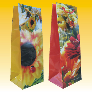 Flaschentasche 33 x 12cm, Blumen, 4 fach sortiert