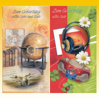 Geburtstagskarte 9,5 x 18cm, 8 fach sortiert