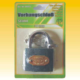 Vorhangschlo  grau, 38mm, 3 Schlssel