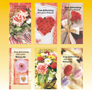 Geburtstagskarte 9,5 x 18cm, BLUMEN, 8 fach sortiert,...