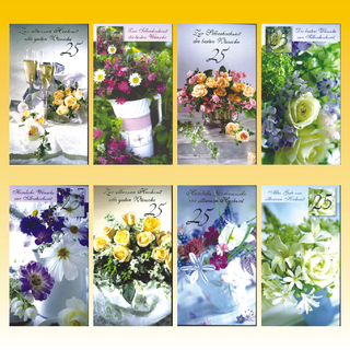 Silberne Hochzeit 10 x 18cm, 10 fach sort., Silber