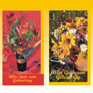 Geburtstagskarte 9,5 x 18cm,BLUMEN, 4 fach sortiert - zum SONDERPREIS!