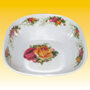 Deko-Schssel eckig ca. 13cm, wei mit Rosendekor