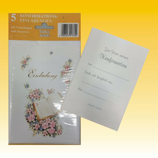 Einladung - zur Konfirmation 5 Stck mit Umschlag und Innentext