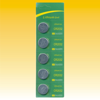 Batterie CR2032 Lithium 3V, Knopfzelle 5 Stück auf Karte (Preis pro Stück)