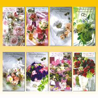 Hochzeitskarte 10 x 18cm, 10 fach sortiert