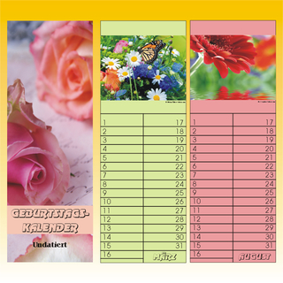 Geburtstagskalender, 14,5 x 41cm, Blumen, jahresneutral