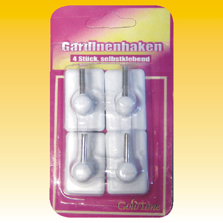 Gardinenhaken 4 Stck, ca. 3 cm WEISS, selbstklebend