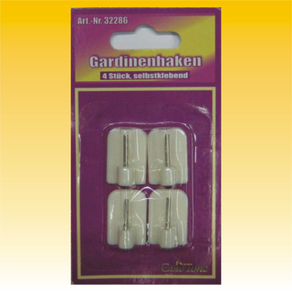 Gardinenhaken 4 Stck, ca. 3 cm WEISS, selbstklebend